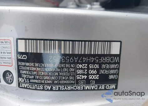 2007 Mercedes-Benz C 280 Luxury z USA, uszkodzony, nr VIN WDBRF54H47A953252